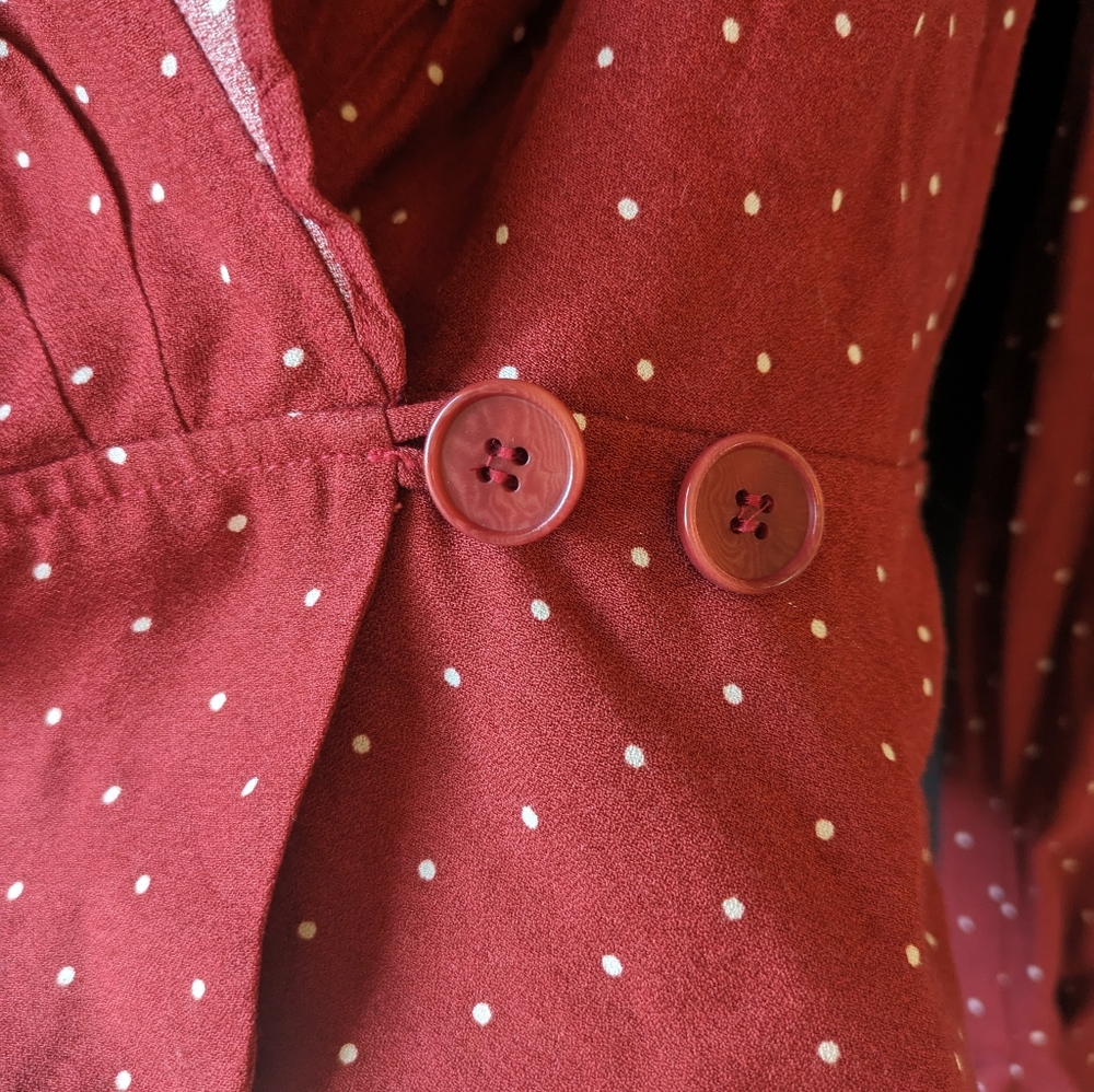 Reformation Red Polka Dot Blouse - Picture 5 of 6